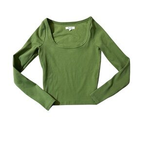 Madewell Olive Ribbed Long Sleeve Top